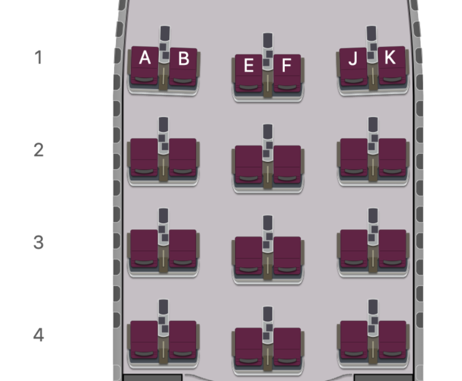 Business Class Flat Bed in Traditional Arrangement
