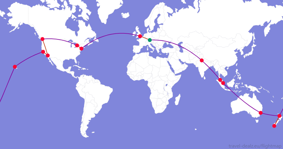 ERWSTAR1-DE1 Star Alliance ERWSTAR1 Example Round The World Route